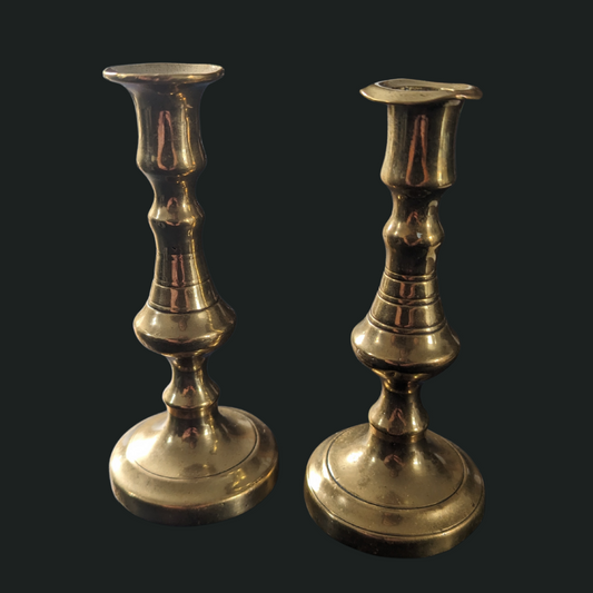 Antique Brass Candlestick Pair